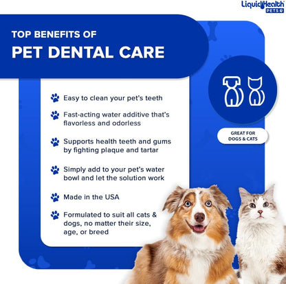 LIQUIDHEALTH Pet Dental Care Water Additive for Dogs & Cats - Fast Acting Pet Bad Breath Freshener
