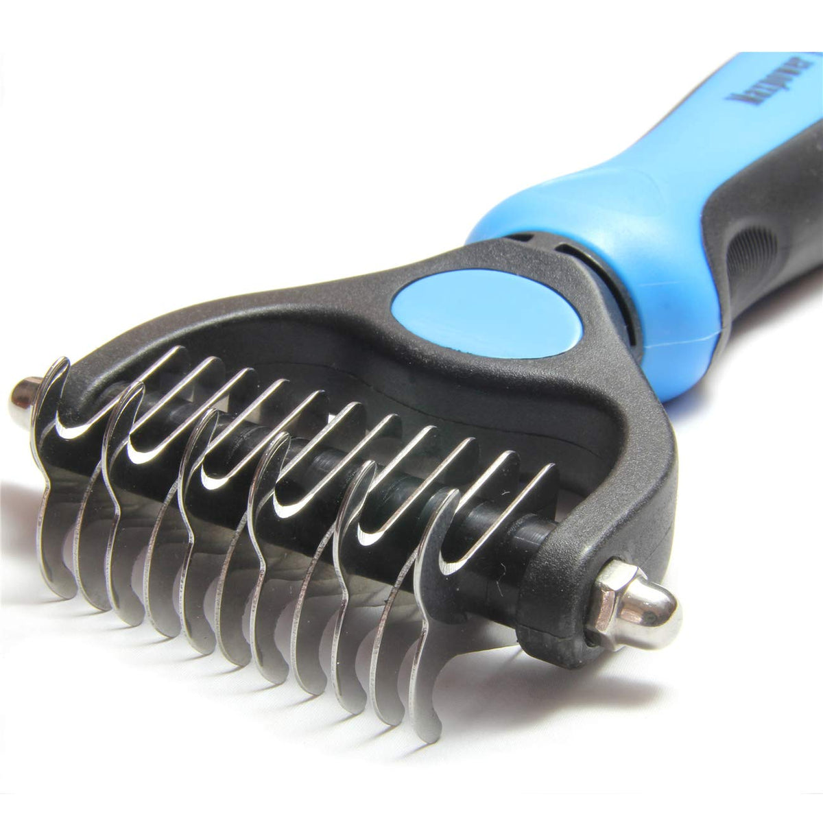 Maxpower Planet Pet Grooming Brush - Double Sided Dematting Undercoat Rake for Dogs and Cats, Extra