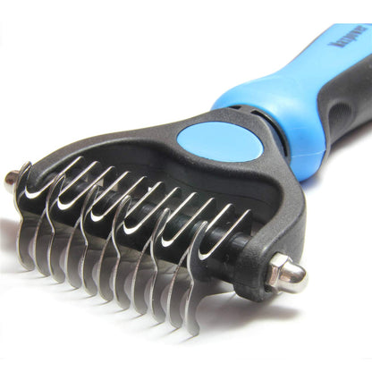Maxpower Planet Pet Grooming Brush - Double Sided Dematting Undercoat Rake for Dogs and Cats, Extra
