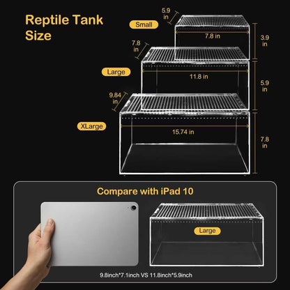 Reptile PC Terrarium,Spider Tank Starter Kit,Leopard Gecko Container,Tarantula Cage,Hermit Crab