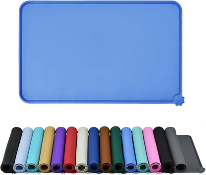 Waterproof Pet Feeding Mat with High Raised Edges, Heavier and Thicker Placemats for Cat Dog Water