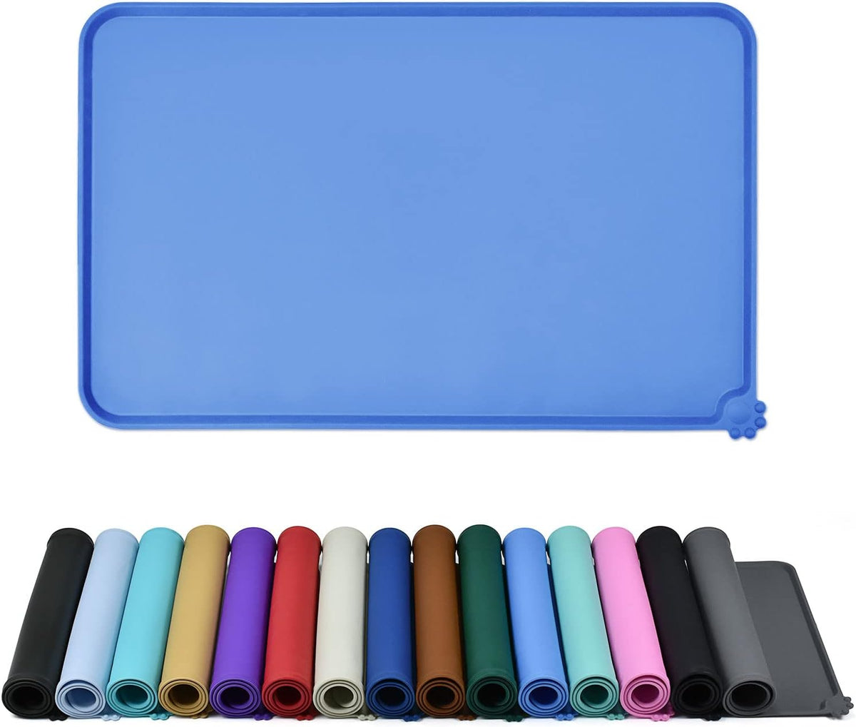 Waterproof Pet Feeding Mat with High Raised Edges, Heavier and Thicker Placemats for Cat Dog Water