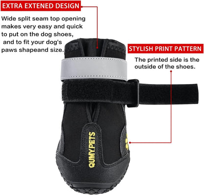 QUMY Dog Shoes for Large Dogs, Medium Dog Boots & Paw Protectors for Winter Snowy Day, Summer Hot