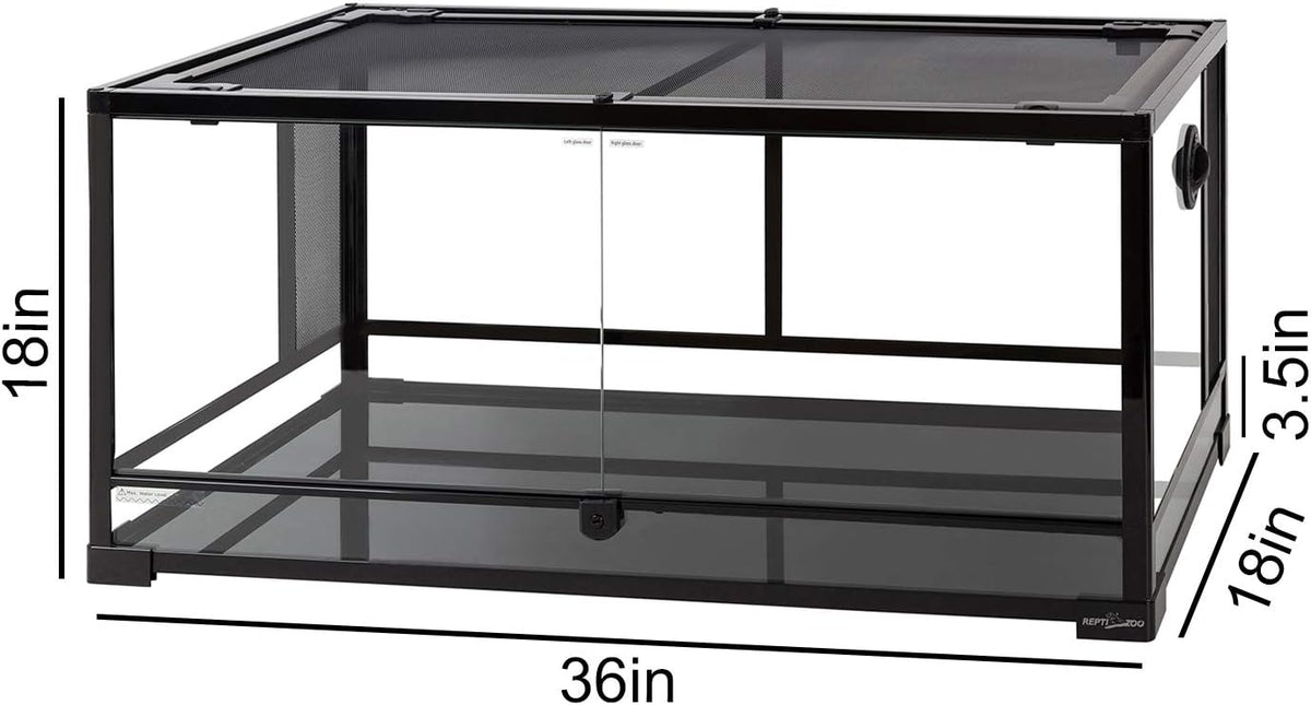 REPTI ZOO 50 Gallon Reptile Glass Terrarium Tank Double Hinge Door with Screen Ventilation Large