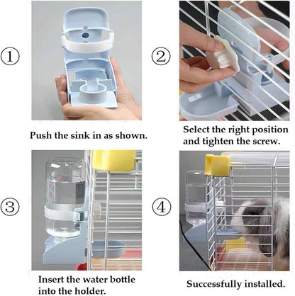 kathson Rabbit Water Bottle, 17oz Hanging Water Fountain Automatic Dispenser No Leak WaterFeeder