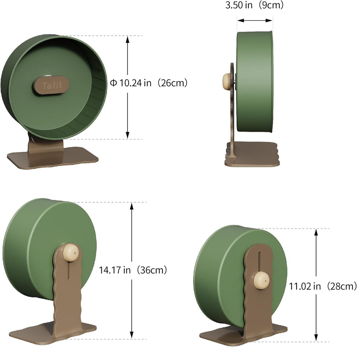 Quiet Hamster Wheel 10.2 Inch Dual-Bearings Silent Small Animals Running Exercise Wheel Height