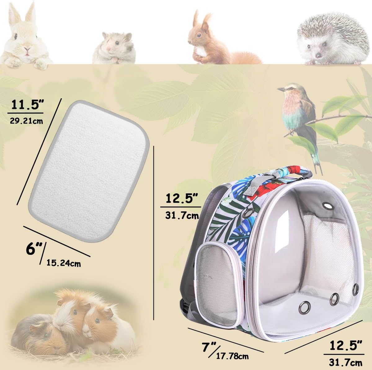 Hamster Backpack Carrier,Bearded Dragon Carrier Backpack for Kids with Clear Bubble Window,Small