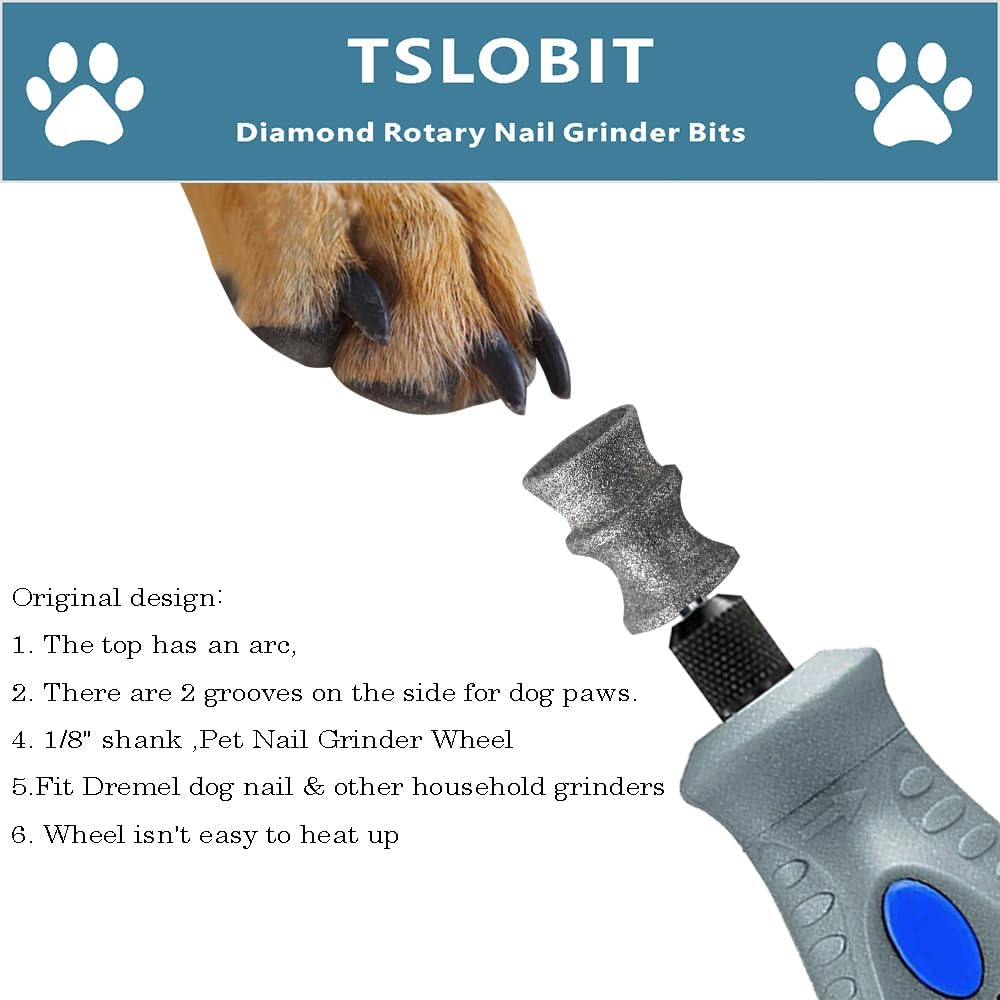 Diamond Dog Nail Grinder Attachment,1/8'' Pet Nail Grinder Wheel for Dremel Dog Nail Grinder