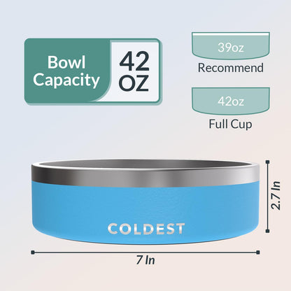 Coldest Dog Bowl - Anti Rust Metal, Non Slip, 3 Layers Insulated Stainless Steel Dog Bowls - Spill