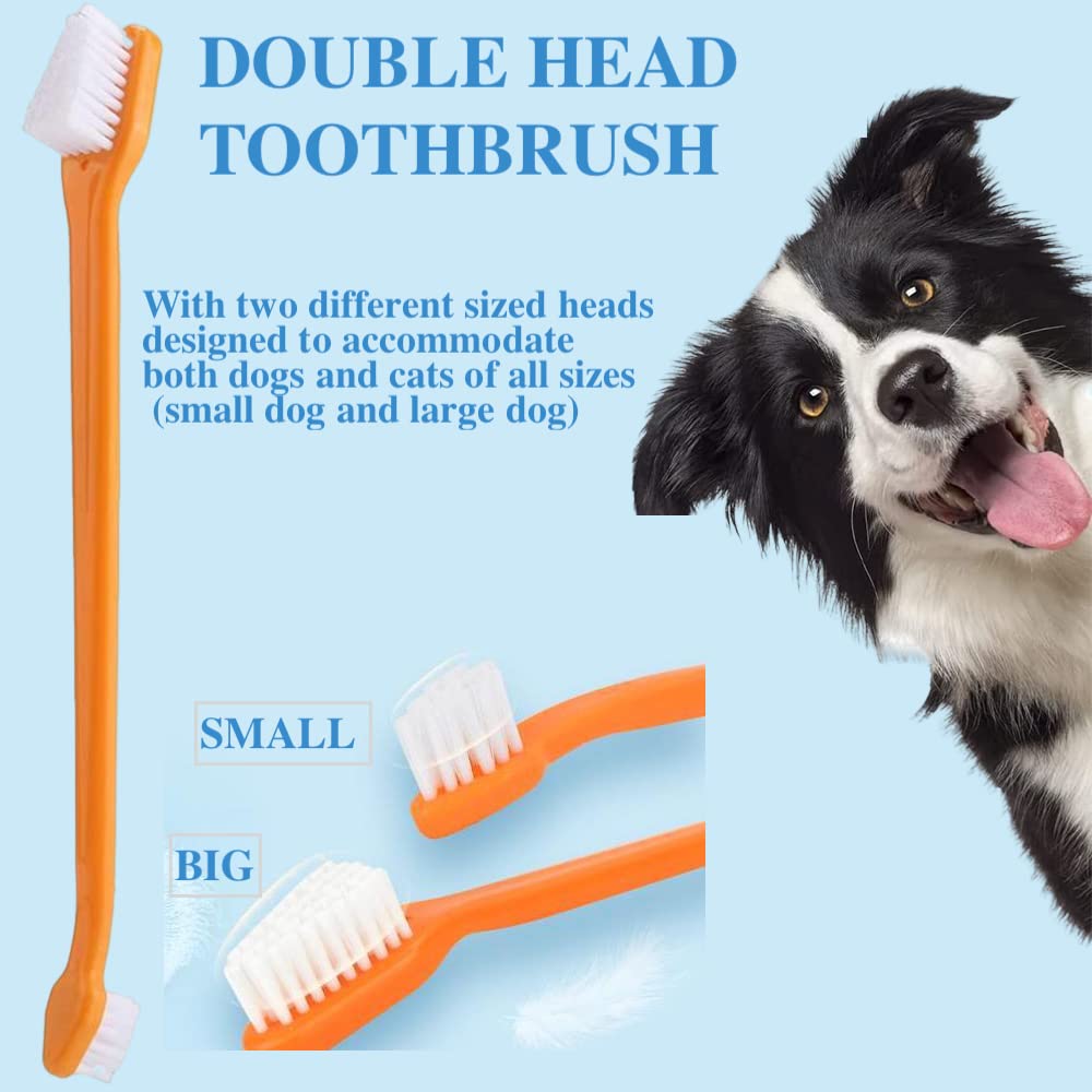 8 Pack Small Dog & Cat Toothbrush Kit, 360º Pet Toothbrush/Mini Head/Dual Head / 10000 Ultra-Soft