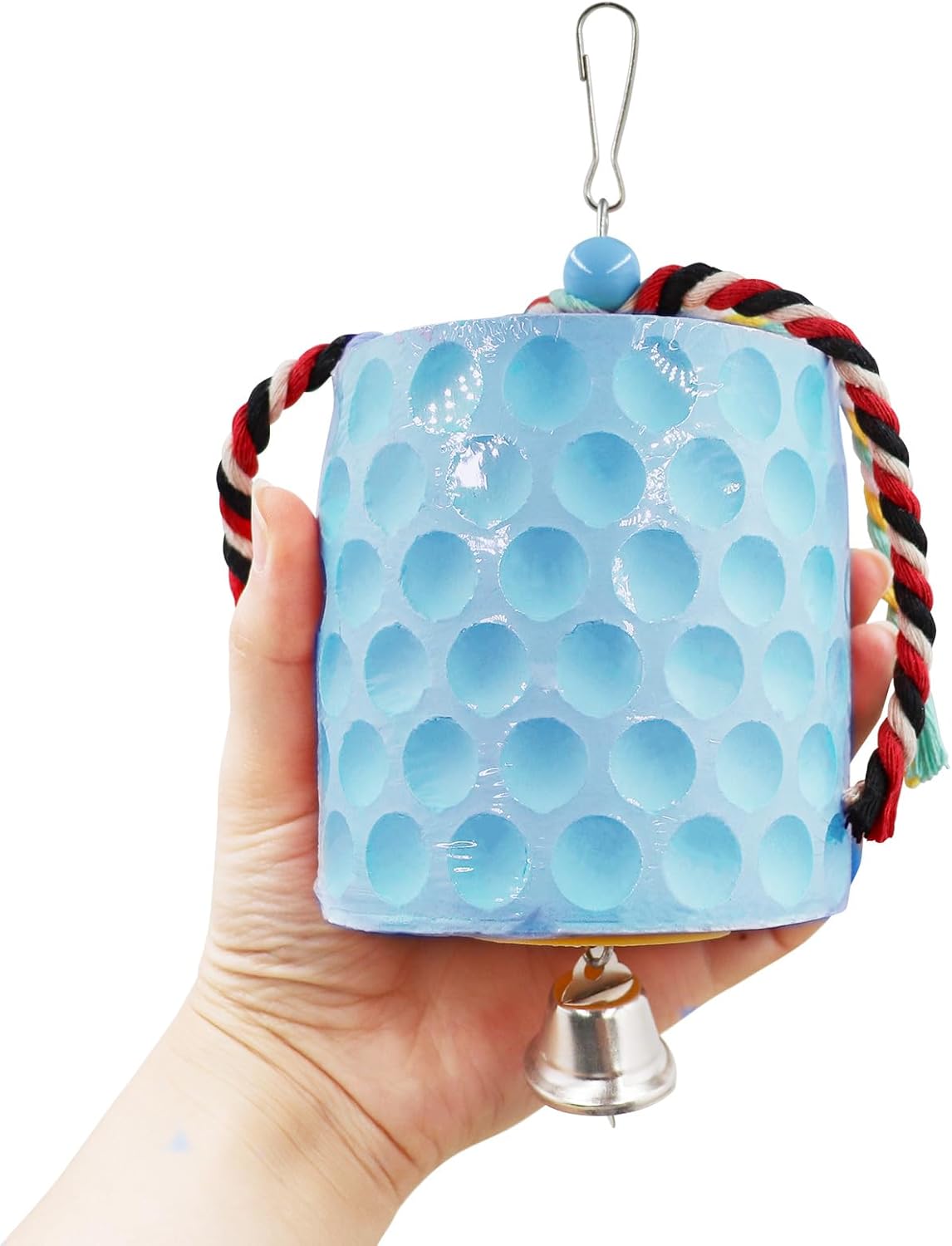 Extra Large Bird Chewing Toy, Parrot Beak Grinding Calcium Stone with Bells, Bird Cage Accessories