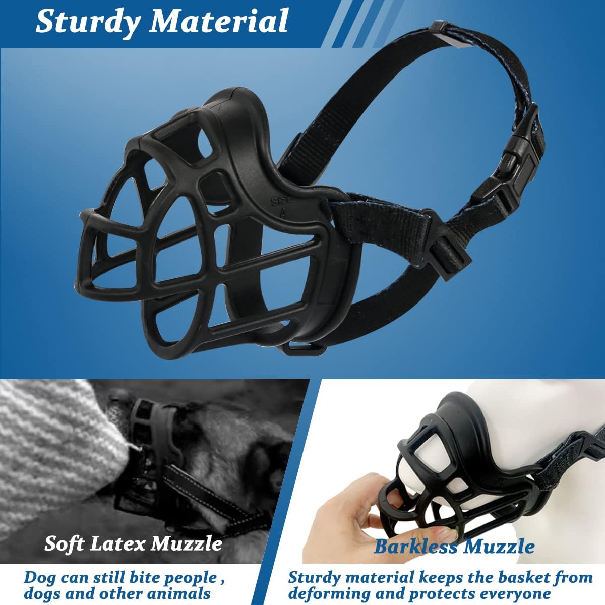 BARKLESS Dog Muzzle, Basket Muzzle Anti Biting Chewing, Sturdy Lightweight Cage Mouth Cover for