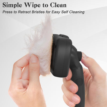 Swihauk Self Cleaning Slicker Brush for Dogs & Cats - Skin Friendly Deshedding and Grooming Brush