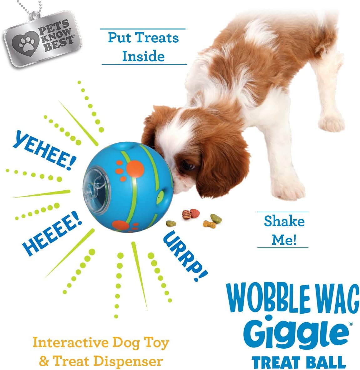 Wobble Wag Giggle Treat Ball- Interactive Dog Toy & Treat Dispenser, Fun Giggle Sounds When Rolled