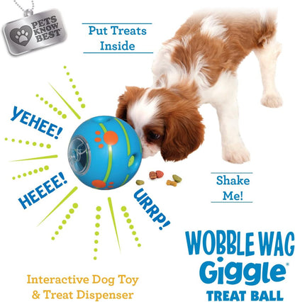 Wobble Wag Giggle Treat Ball- Interactive Dog Toy & Treat Dispenser, Fun Giggle Sounds When Rolled