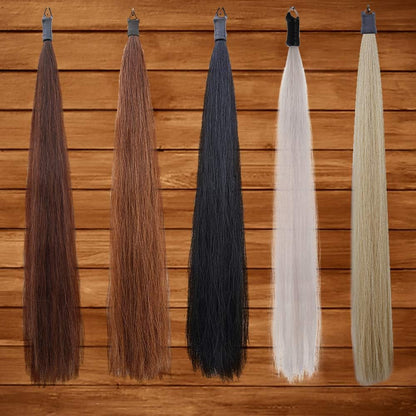 Horse Tail Extensions with Braided Horsehair Loop, Blunt Cut Bottom, 28-30 inches Long and 3/8 lb