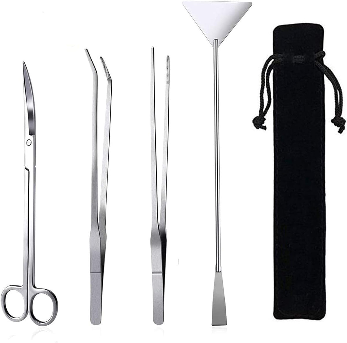 Aquarium Aquascaping Tool, Long Tweezers Scissors Spatula, 4 in 1 Stainless Steel Aquatic Plants