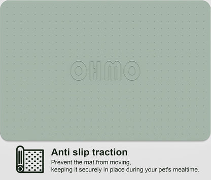 OHMO Dog Food Mat, Silicone Waterproof Cat Food Mat, Non-Skid Spill Proof Pet Feeding Mat for Food
