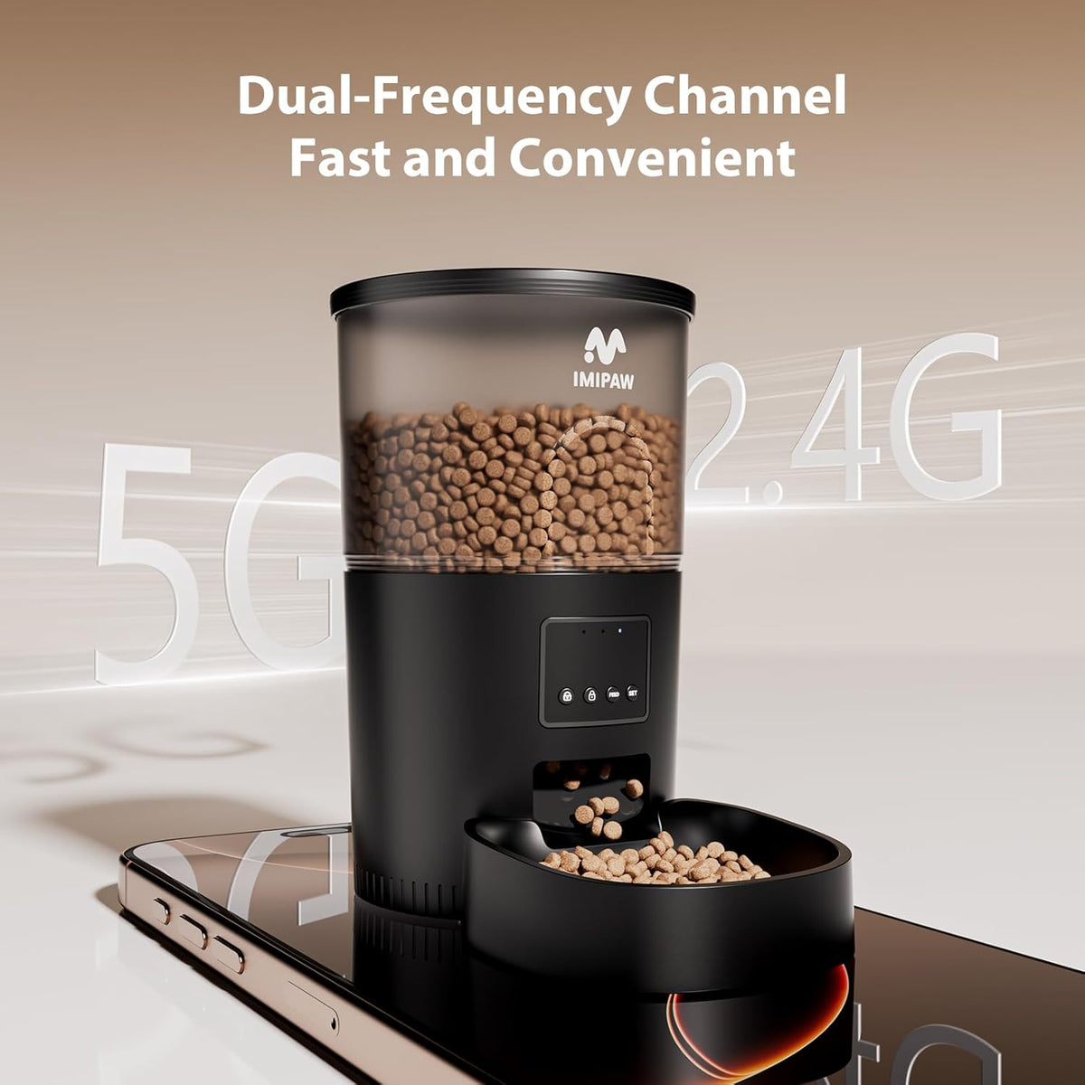 Automatic Cat Feeder, 5G WiFi Cat Food Dispenser with APP Remote Control, Pet Dry Food Smart