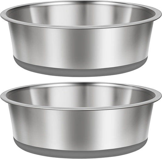 Taglory 4 Cup Stainless Steel Dog Bowls Set of 2 for Food and Water, Silicone Base Anti-Slip, Rust