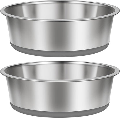 Taglory 8 Cup Stainless Steel Dog Bowls Set of 2 for Food and Water, Silicone Base Anti-Slip, Rust