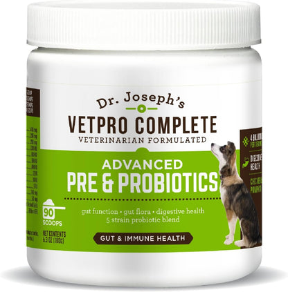 Dr. Joseph's VetPro Complete Advanced Powdered Pre & Probiotics for Dogs, 90 Scoops, Supports Gut