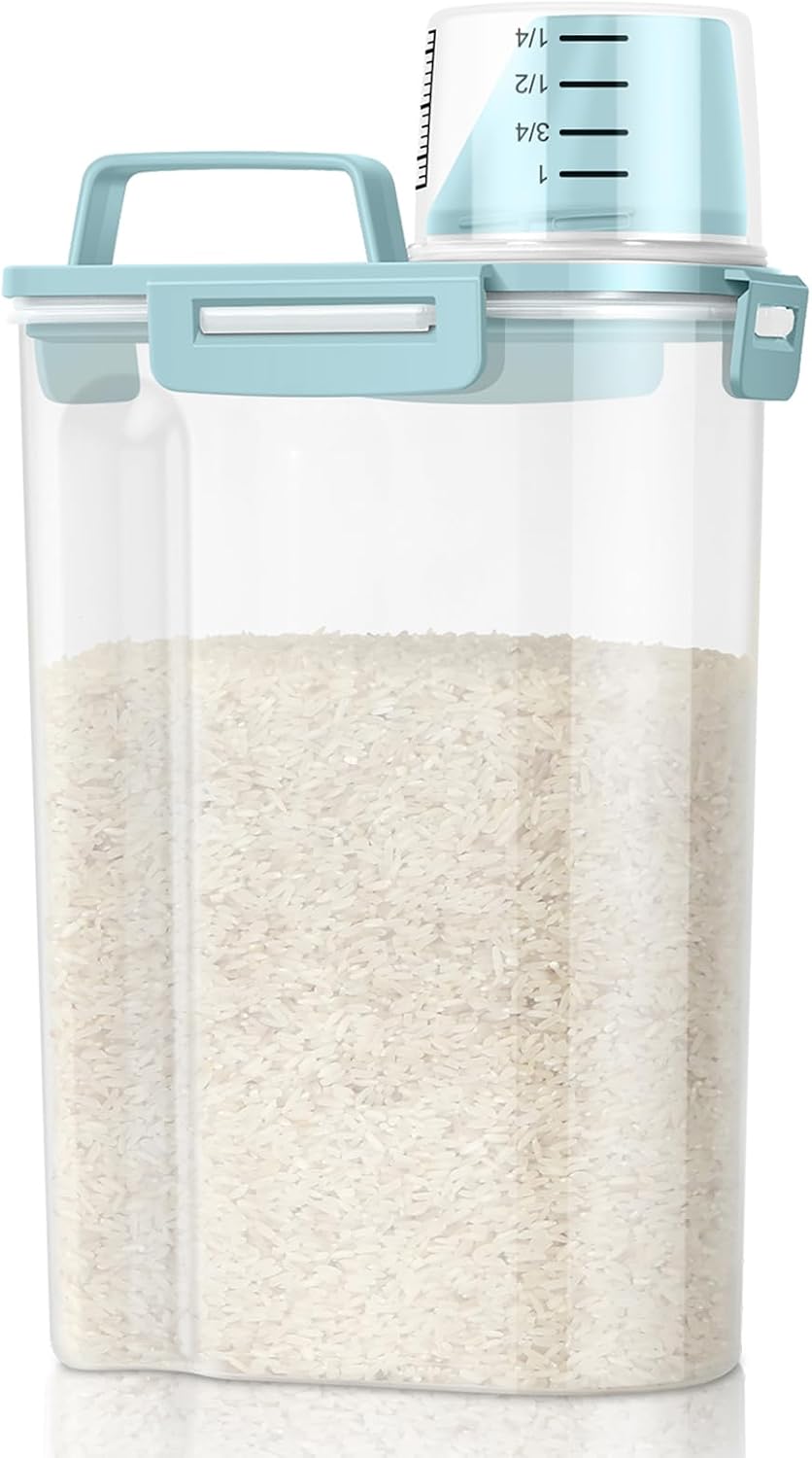 TBMax Rice Storage Container - 5 Lbs Flour Container Cereal Dispenser with Measuring Cup, Airtight