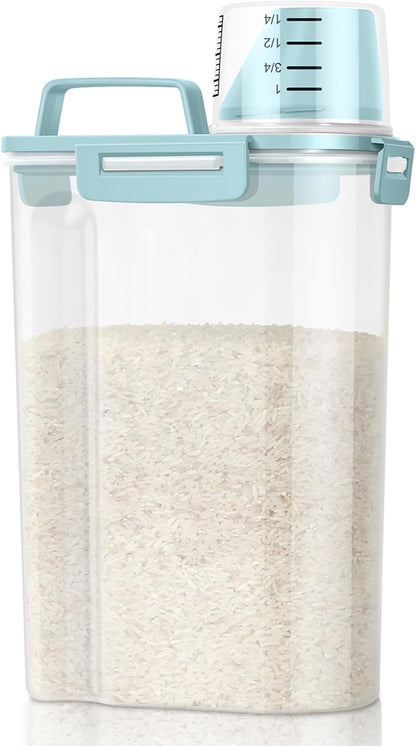 TBMax Rice Storage Container - 5 Lbs Flour Container Cereal Dispenser with Measuring Cup, Airtight