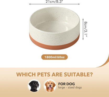 Ceramic 8.2inch Dog Bowl for Large Breed Dogs, Anti-Slip and Weighted Pet Food and Water