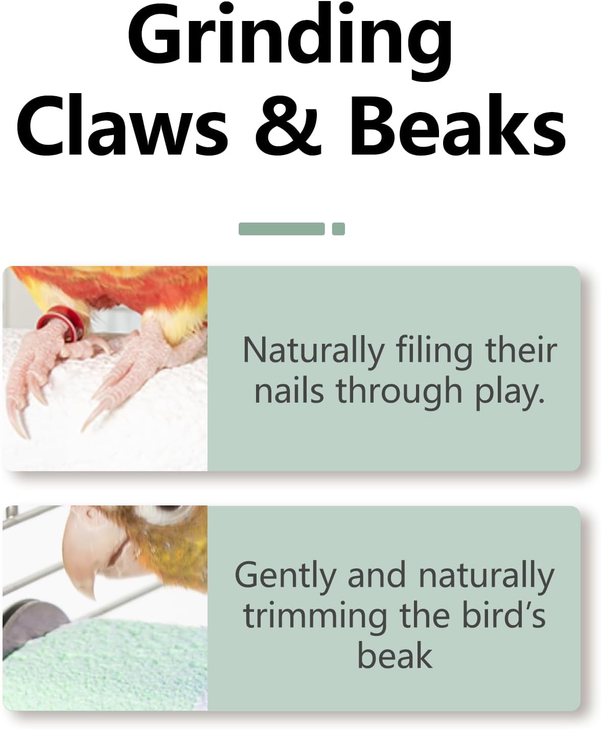 Natural Mineral Bird Perch for Cage Parrot Perch Platform for Beak Grinding Claw Trimming & Chewing