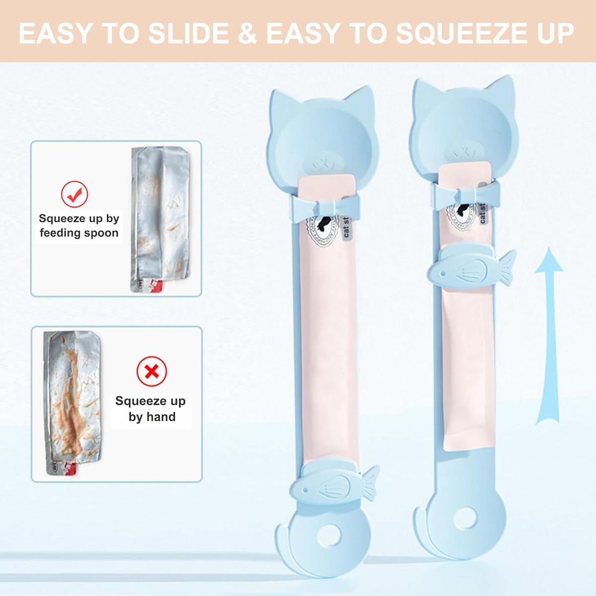 PETPAWLOVELY-3PCS Cat Treat Spoon Squeeze,Cat Strip Feeder spoon,Multi-Function Cat Treat