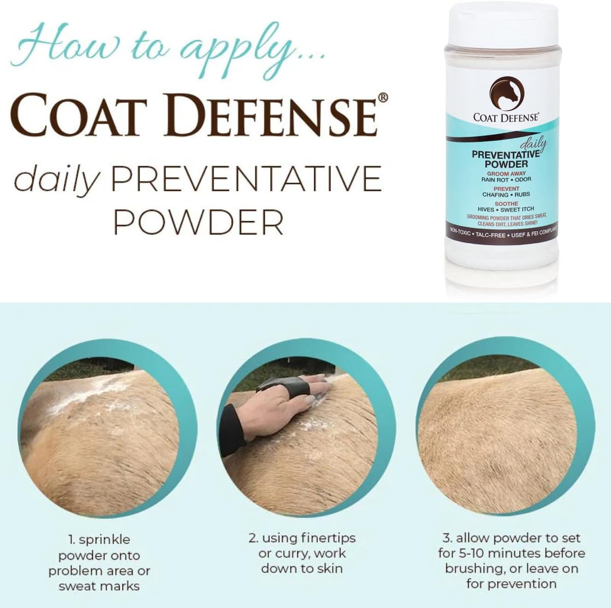 COAT DEFENSE Daily Preventative Powder for Horses - Safe & Effective Equine Skin Conditioner Sweet