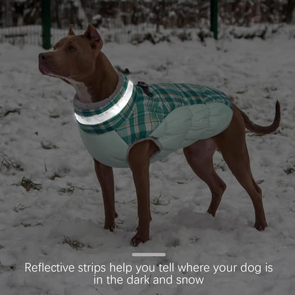FUAMEY Dog Coat for Large Dogs,Waterproof Dog Winter Jacket with Harness Built in Puppy Cold