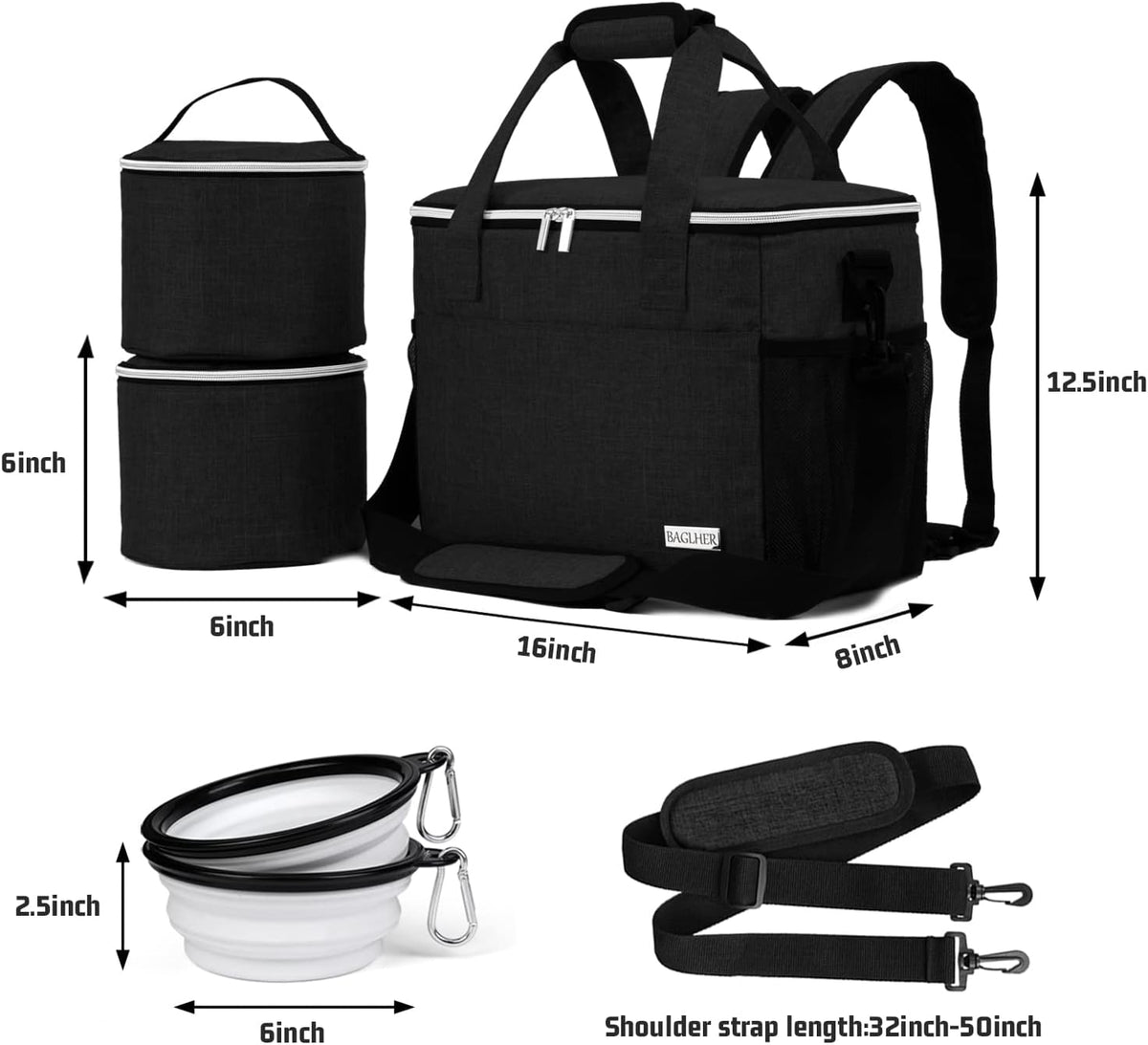 BAGLHER Dog Travel Bag Backpack Pet Supplies Backpack Pet Accessories Storage Bag 5-Piece Set with