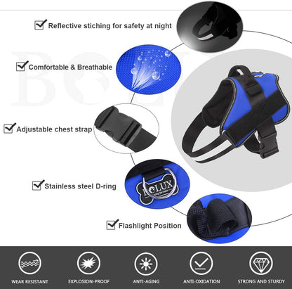 Bolux Dog Harness, No-Pull Reflective Dog Vest, Breathable Adjustable Pet Harness with Handle for