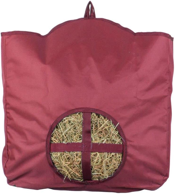 Dura-Tech Nylon Hay Bag for Horses | Color Burgundy | Enhances Digestion with Slow Consumption |