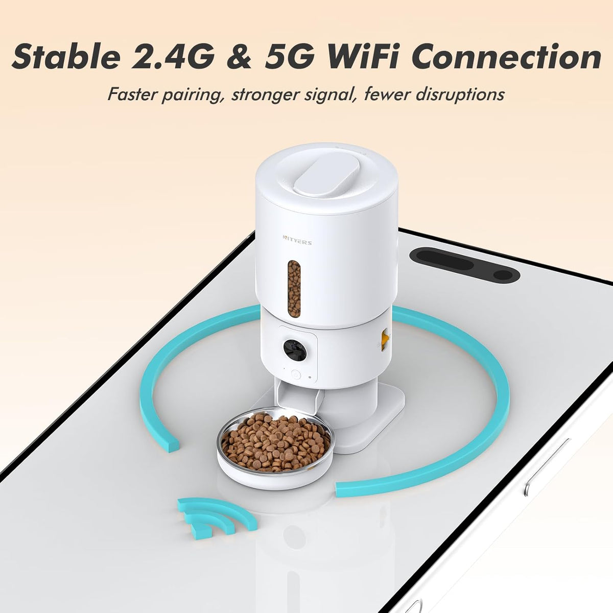 Automatic Cat Feeder with Camera - 5G WiFi Timed Cat Food Dispenser, 1080P HD Video with Night