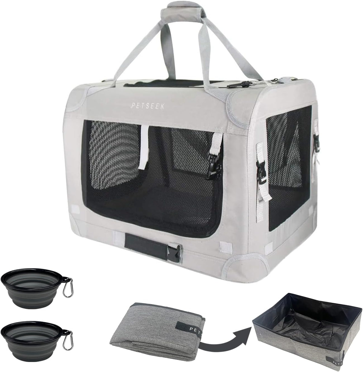 Extra Extra Large Cat Carrier Soft Sided, Portable Small Dog Carrier for 2 Cats, 24"x16.5"x16" Car