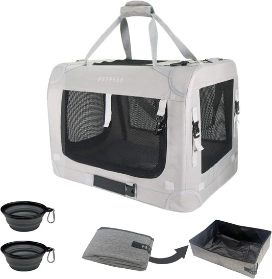 Extra Extra Large Cat Carrier Soft Sided, Portable Small Dog Carrier for 2 Cats, 24"x16.5"x16" Car