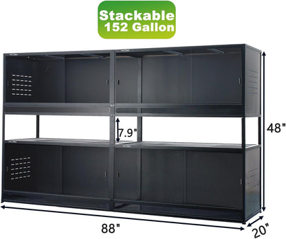 Stackable Space Efficient Reptile Enclosure 44"x20"x20", Reptile Tank 4 Packs for Bearded Dragon