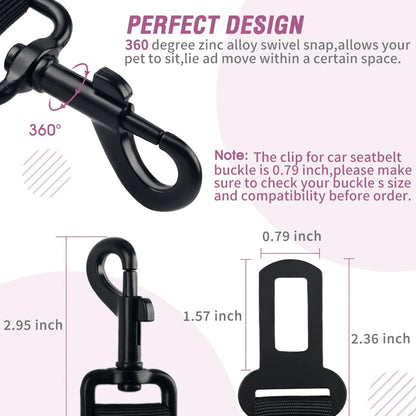 COOYOO Dog Seat Belt,3 Piece Set Retractable Dog Car Adjustable Seatbelts for Vehicle Nylon Pet