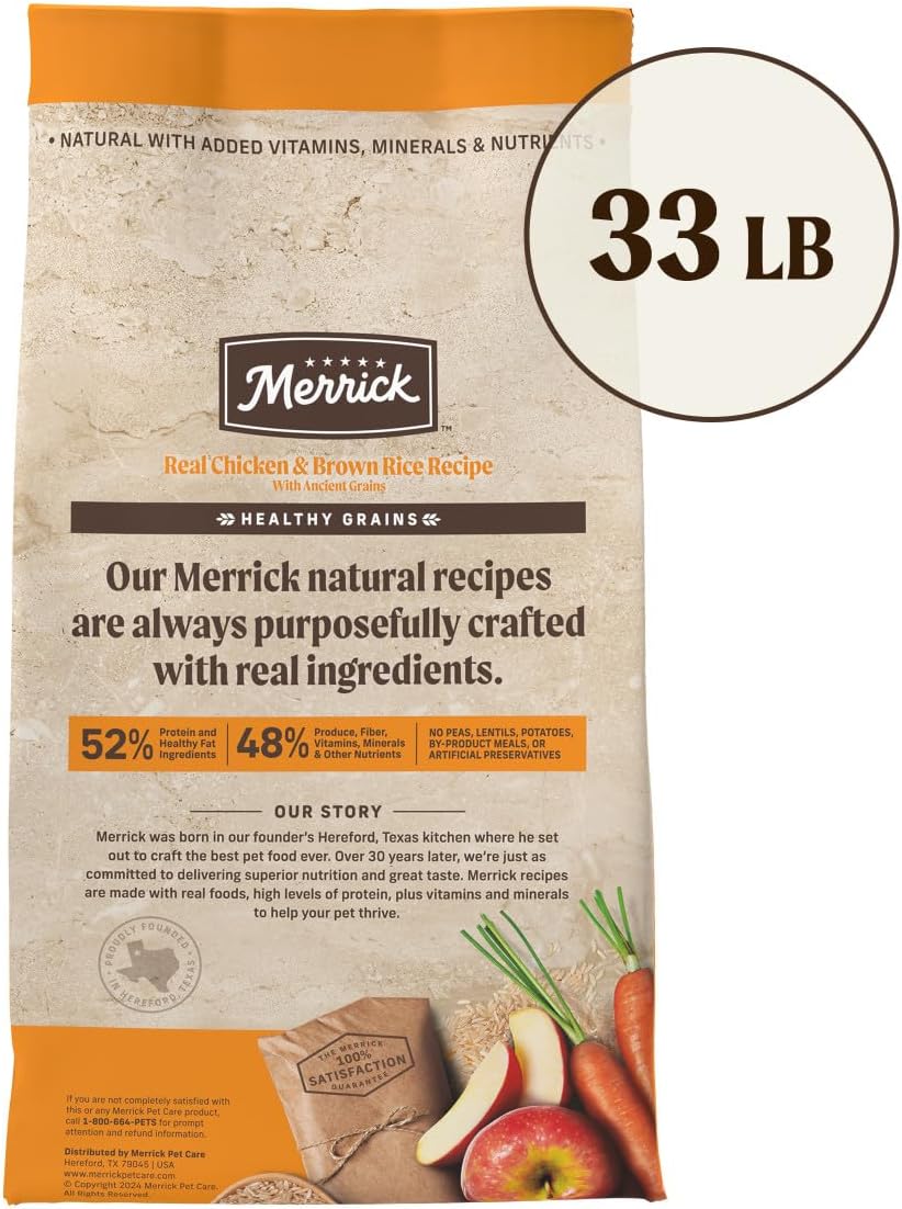 Merrick Healthy Grains Premium Adult Dry Dog Food, Wholesome and Natural Kibble with Chicken and