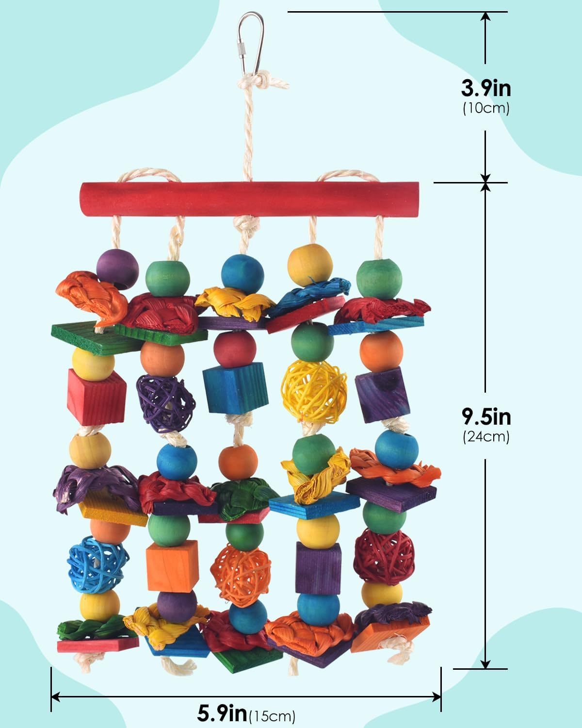 Bird Toys, Parakeet Chewing Toy, Multicolored Natural Wooden Blocks Birds Parrot Tearing Toys mit