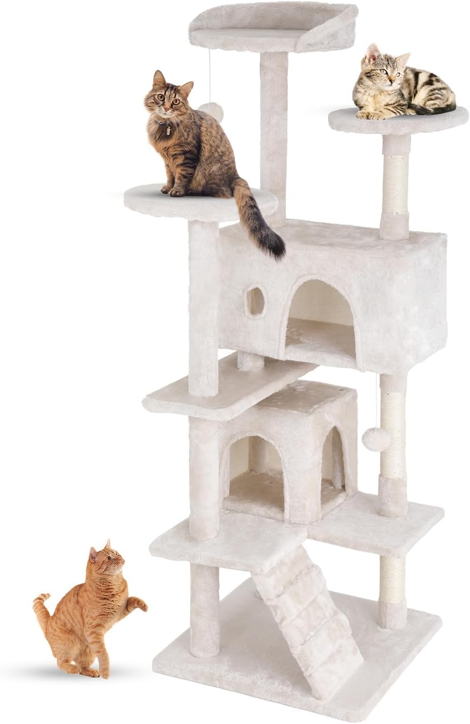 FDW Cat Tree 54in Cat Tower Multi-Level Durable Cat Scratching Post & Cozy Fun Cat Jumping Platform