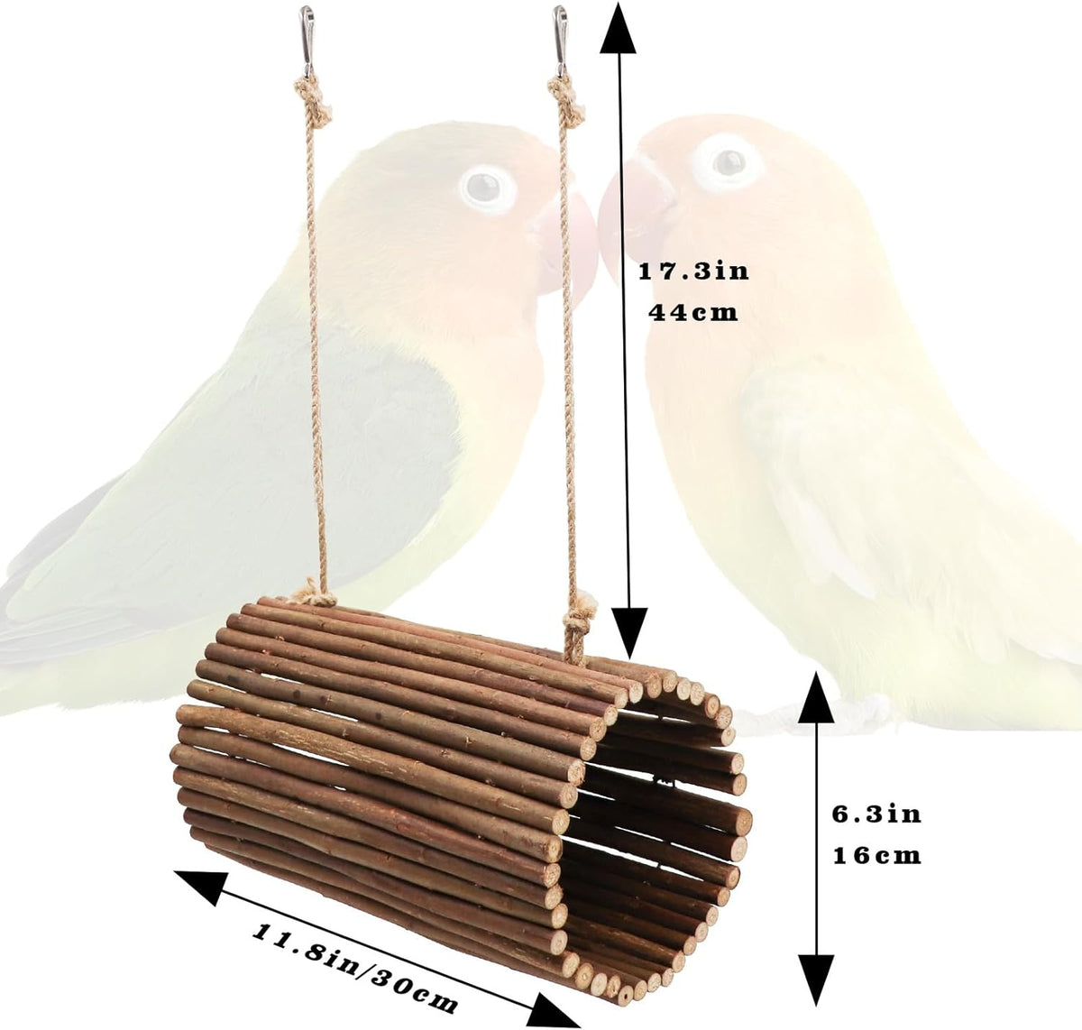 Bird Parrot Swing Toys, Hanging Bird Perch Stand, Natural Willow Wood Parrot Hammock, Bird Cage