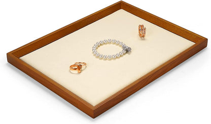 Oirlv Solid Wood Flat Jewelry Tray, Rectangle Jewelry Display Tray, Drawer Dresser or Nightstand