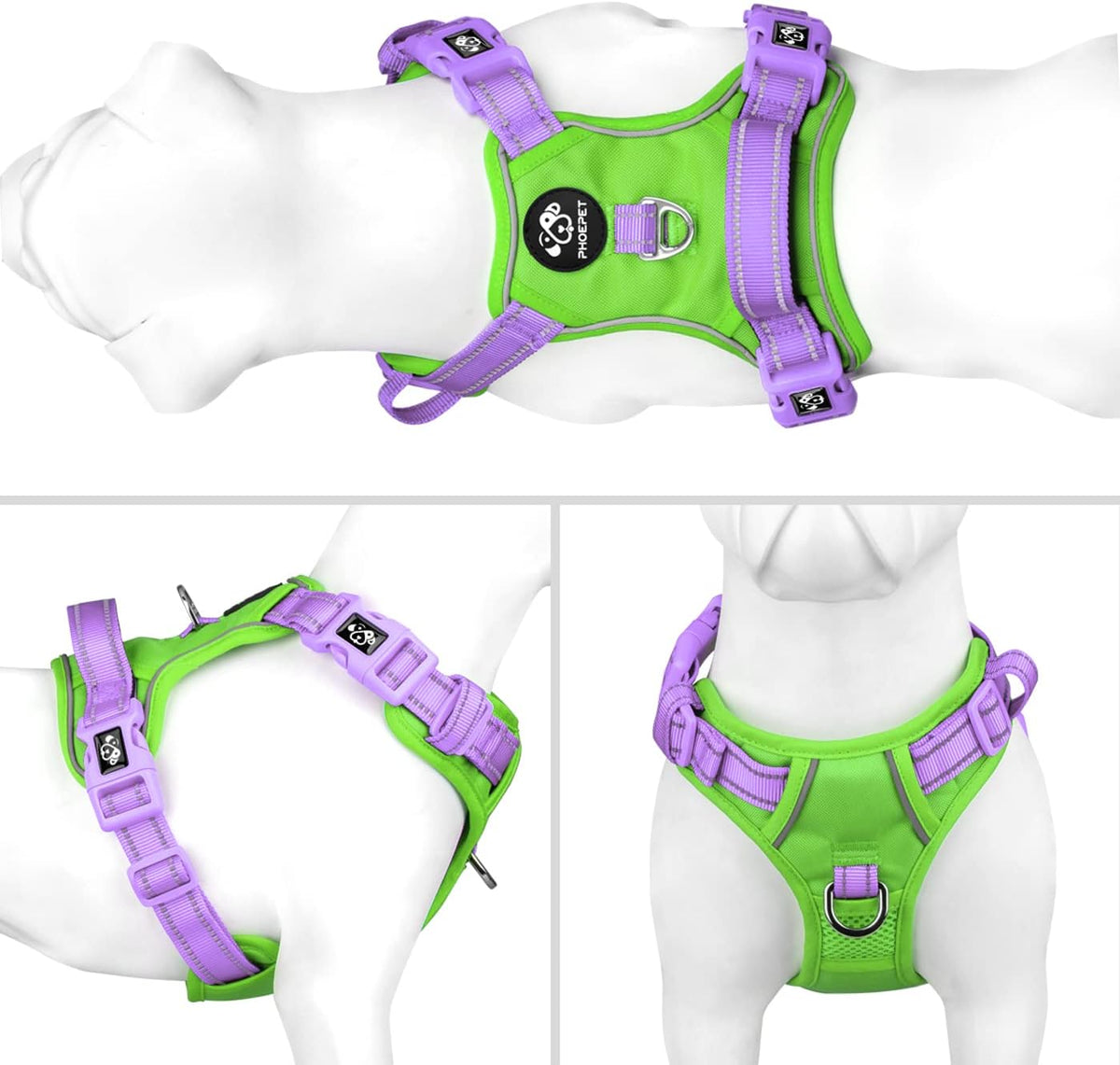 PHOEPET No Pull Dog Harness, Unique Colors Reflective Adjustable Dog Vest, with Soft Training