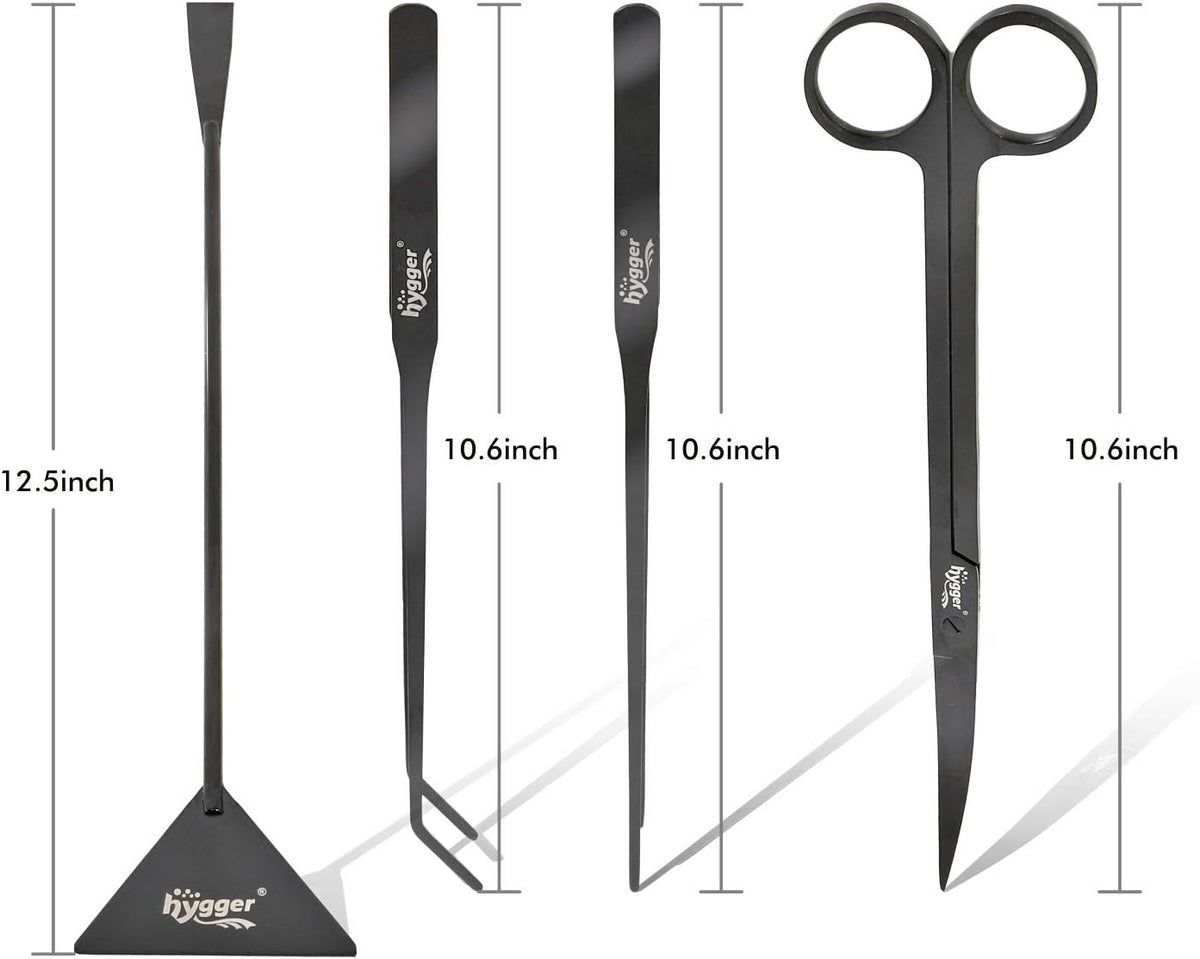 hygger Long Stainless Steel Premium Aquarium Tools, 4 PCS Aquatic Plant Tweezers Scissors Spatula