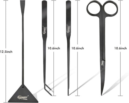 hygger Long Stainless Steel Premium Aquarium Tools, 4 PCS Aquatic Plant Tweezers Scissors Spatula