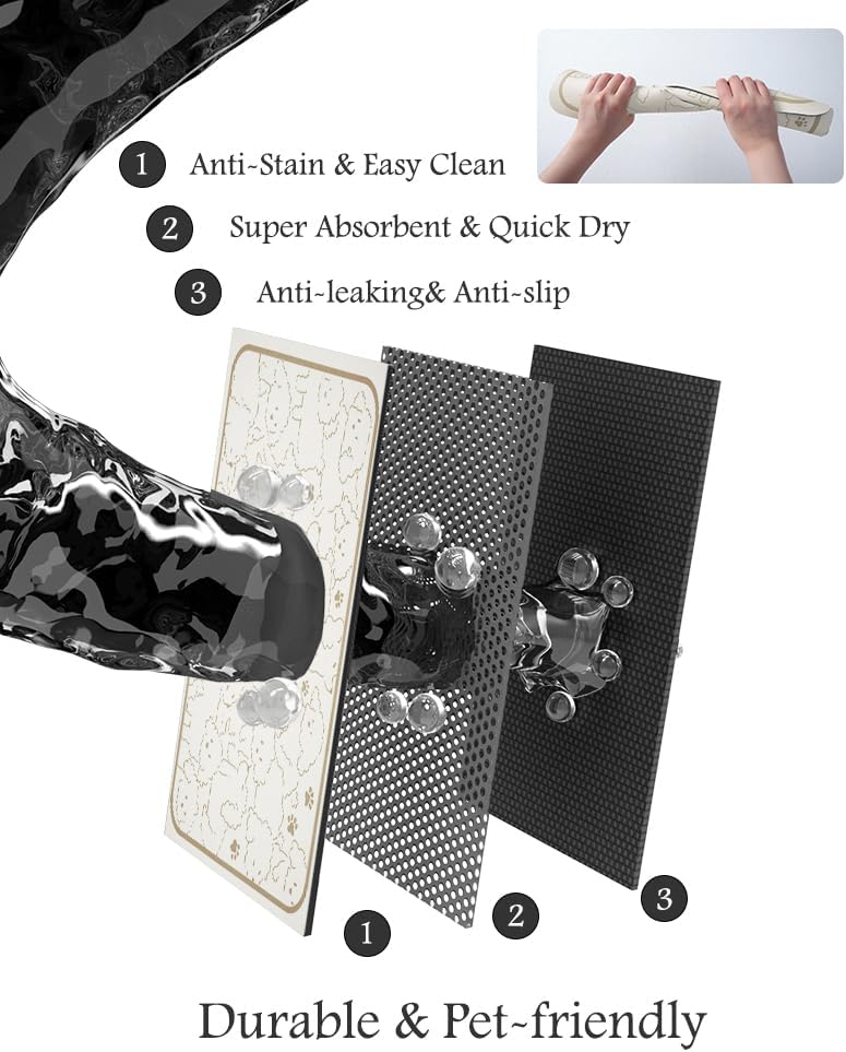 Pet Feeding Mat-Absorbent Dog Mat for Food and Water Bowl-No Stains Quick Dry Water Dispenser